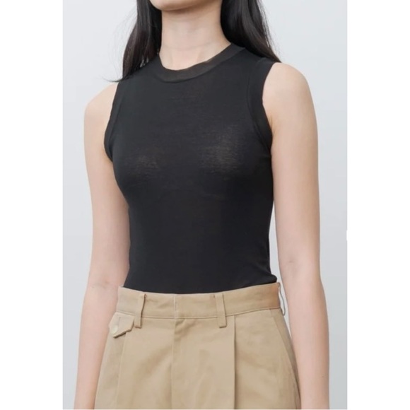 Auralee Super High Gauge Sheer Rib Tank Top - Beige Tan Layering Tank Top - Picture 7 of 9